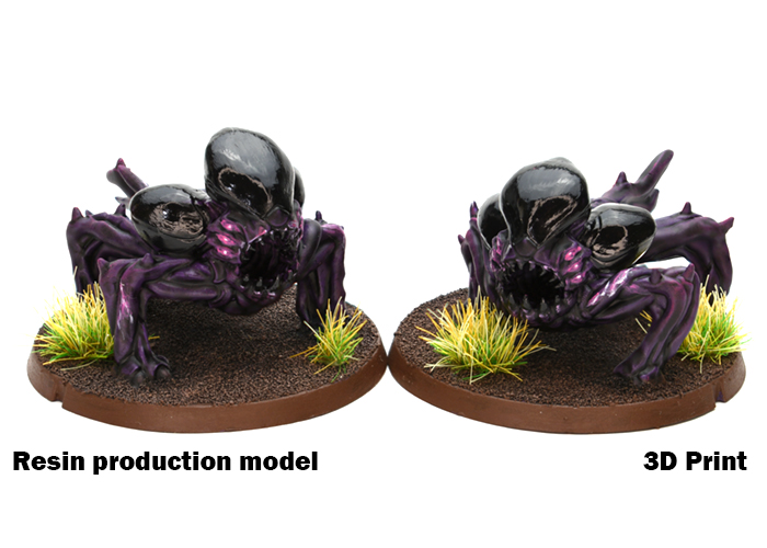 The resin production model and a 3D printed example, painted to a quick tabletop standard using Army Painter paints