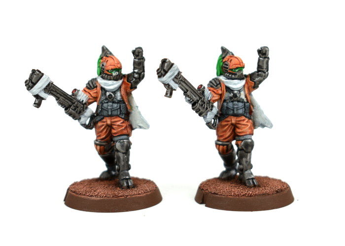 Left - a 3D printed example. Right - resin production model. Both painted to a quick tabletop standard using Army Painter Speedpaints