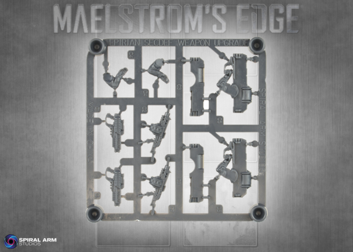 SecDef Weapons Upgrade sprue, including grenade launchers, laser carbines and assault launchers.