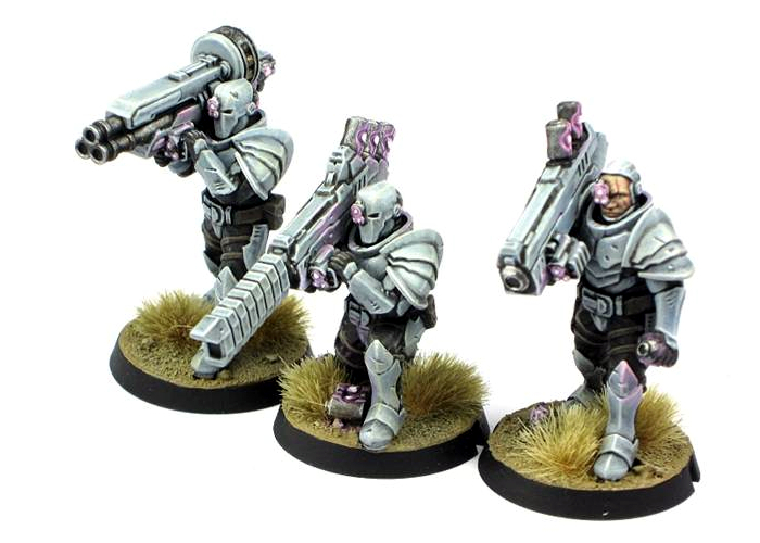 Left to right: Ripper Heavy Grenade Launcher, Cybel Lance and Ravager Pulse Cannon