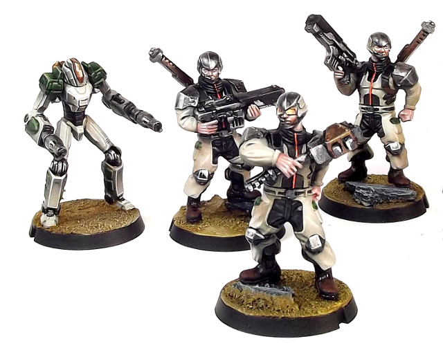 Epirian Contractor Suppression Team with Subjugator Bot for Maelstrom's Edge - 28mm, multi-part, plastic models